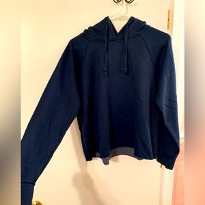 Topshop Navy Blue Cropped Hoodie